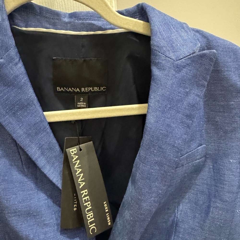 Banana Republic Royal Blue Linen-Blend Blazer